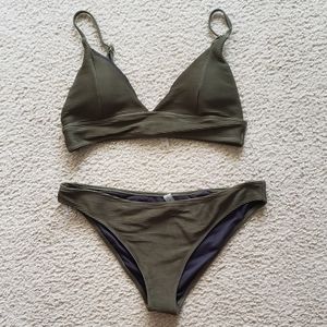 Cupshe Army Green Textured Bikini